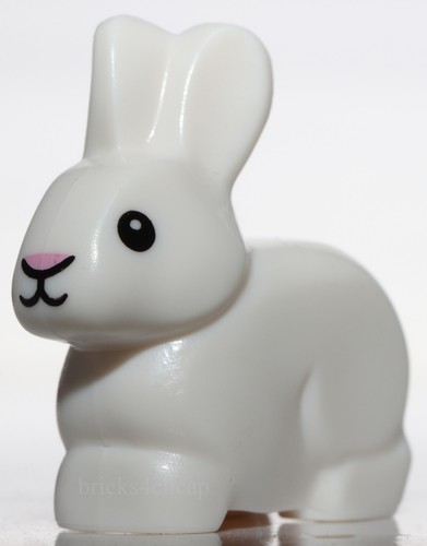 Lego white bunny rabbit black - white,