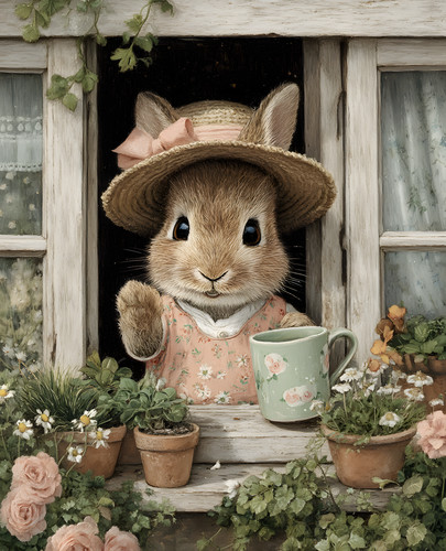 Rabbit straw hat - rabbit, at